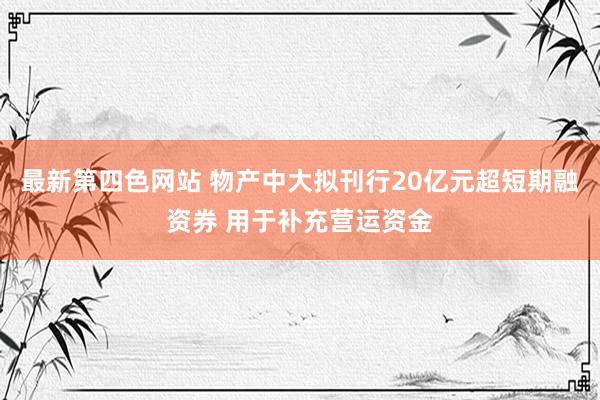 最新第四色网站 物产中大拟刊行20亿元超短期融资券 用于补充营运资金